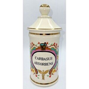 Elegant Cream Apothecary Jar with Colorful Accents